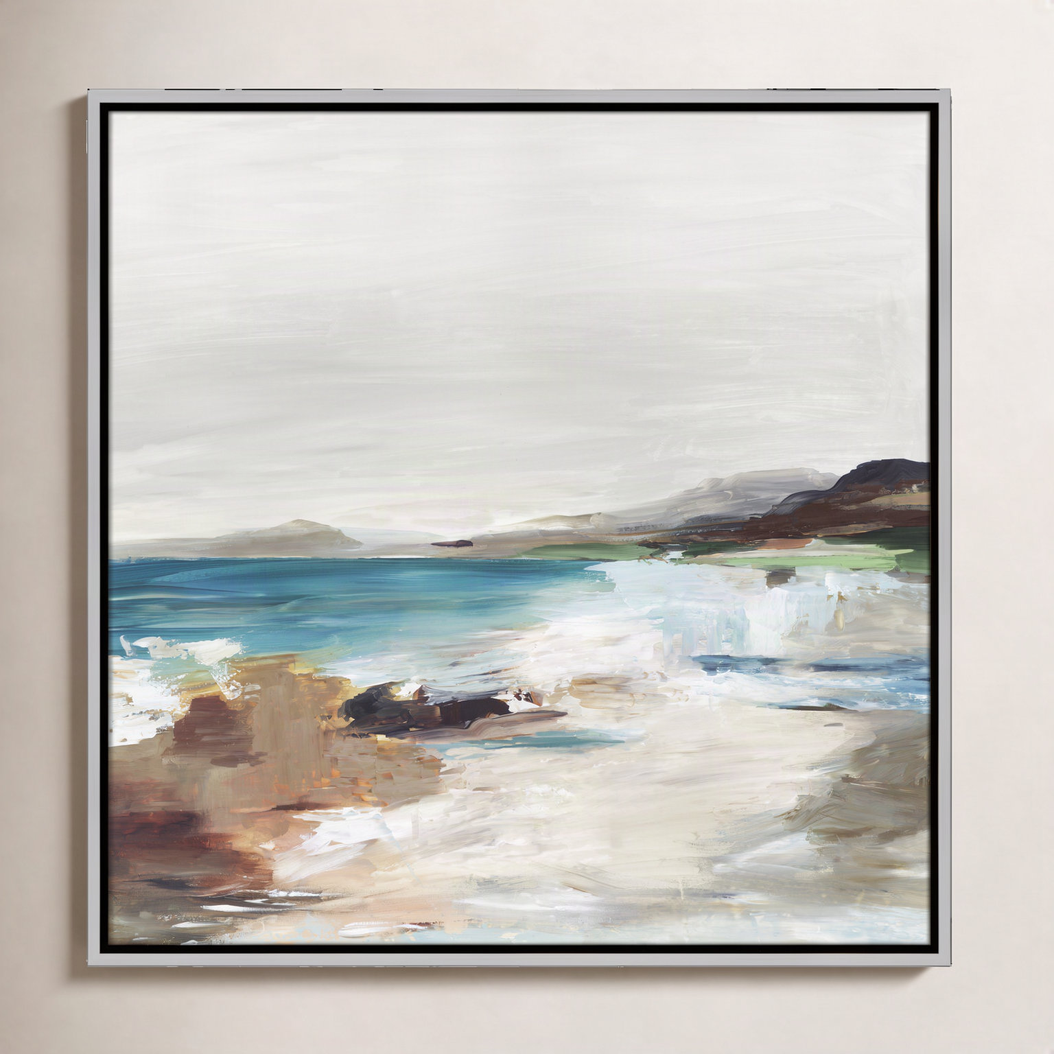 Edan "Calm Lake II" Print by Allison Pearce, 25.5" H x 25.5" W, Silver Framed
