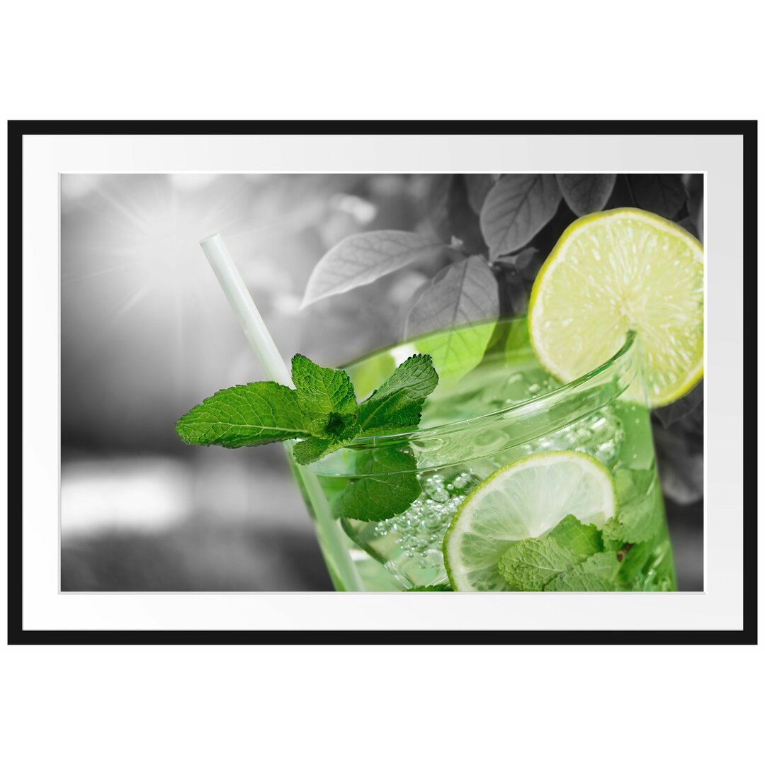 Gerahmtes Poster Erfrischender Mojito Cocktail