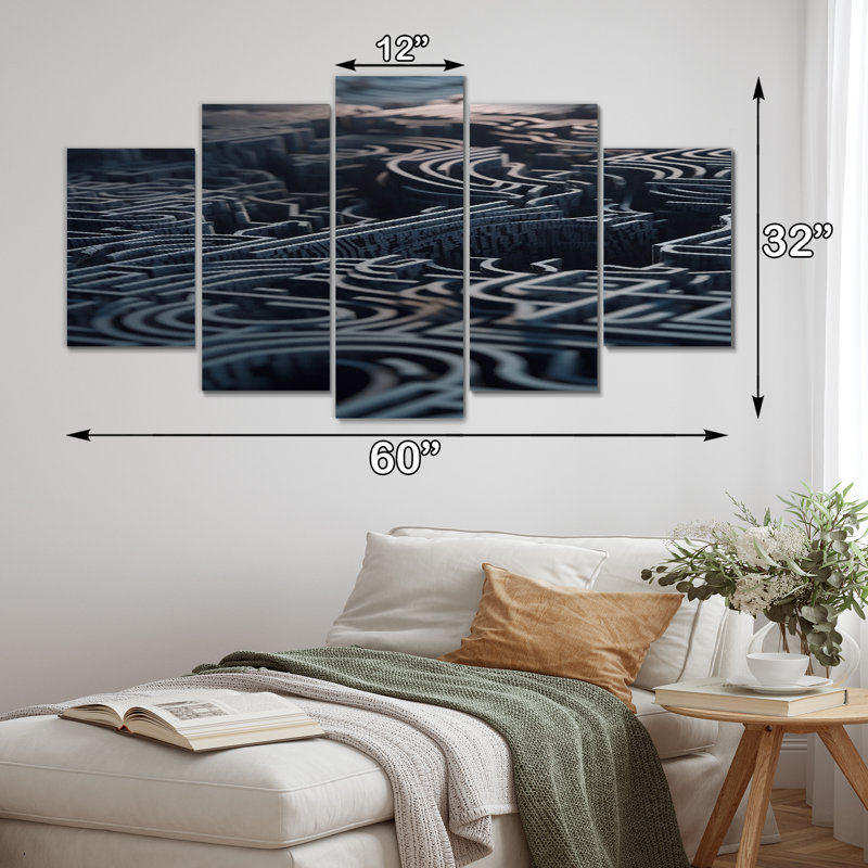 Sartori - art mural abstrait sur toile - 5 panneaux