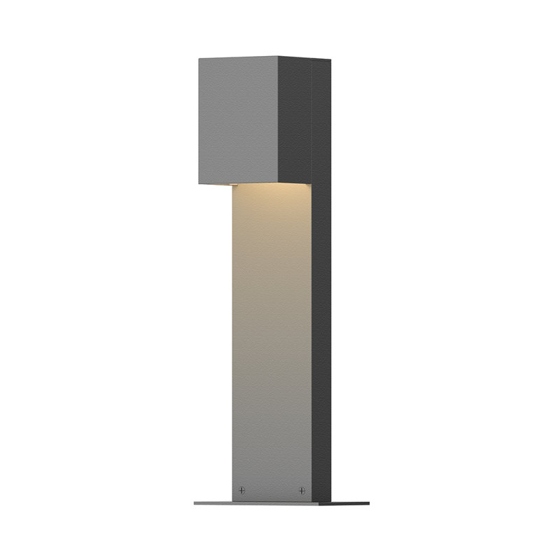 Box Integrated LED Metal Bollard Light, Gray, 28" H x 3.5" W x 3.25" D