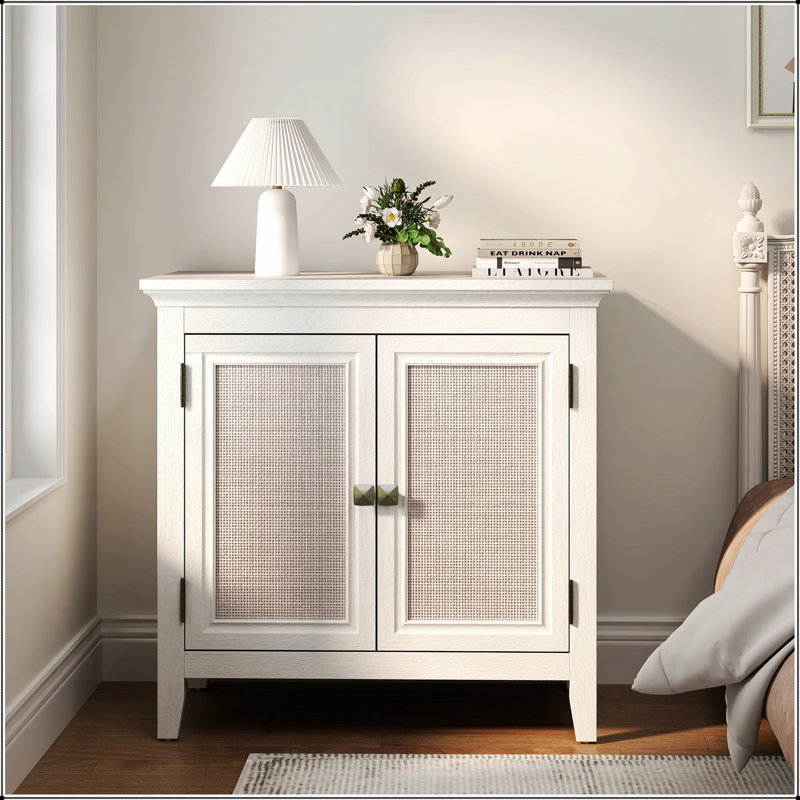 Armoire de rangement Boho-Chic Rattan Decor avec tablette réglable pour le couloir, la salle à manger et le salon