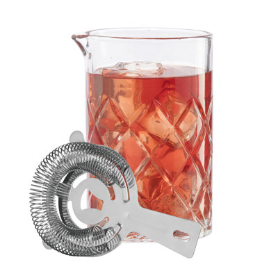Oggi Barware Cocktail Mixing Glass & Strainer Set