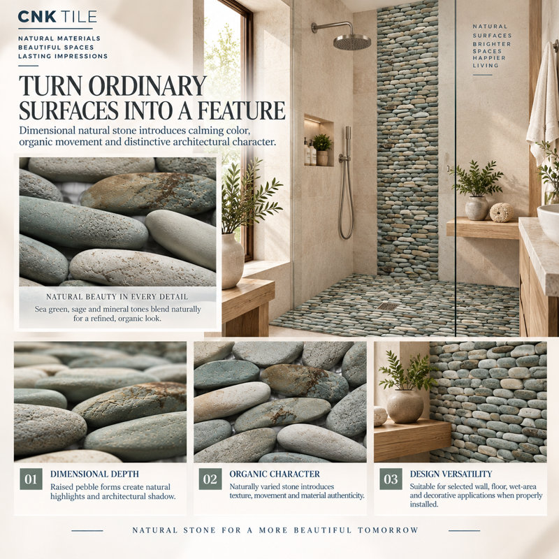 Carreau de mosaïque en pierre naturelle aléatoire Danube pour salle de bain et douche - 12 po x 12 po