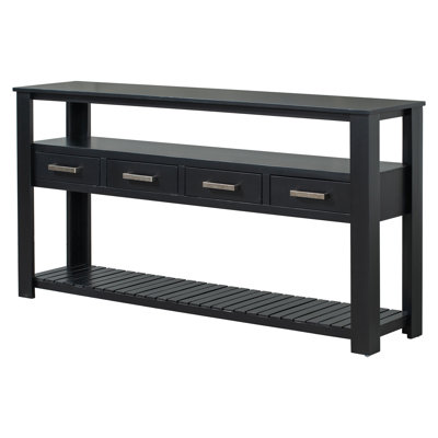 62.2'' Modern Console Table Sofa Table For Living Room With 4 Drawers And 2 Shelves