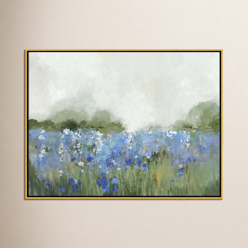 «Meadows Bluebells Field» encadré sur toile par Allison Pearce, H 31,5 po x l 41,5 po x P 2 po, Encadrement doré