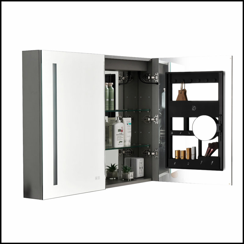 Armoire à pharmacie pour salle de bain avec éclairage à DEL, désembueur et tablettes réglables pour un rangement et une commodité améliorés