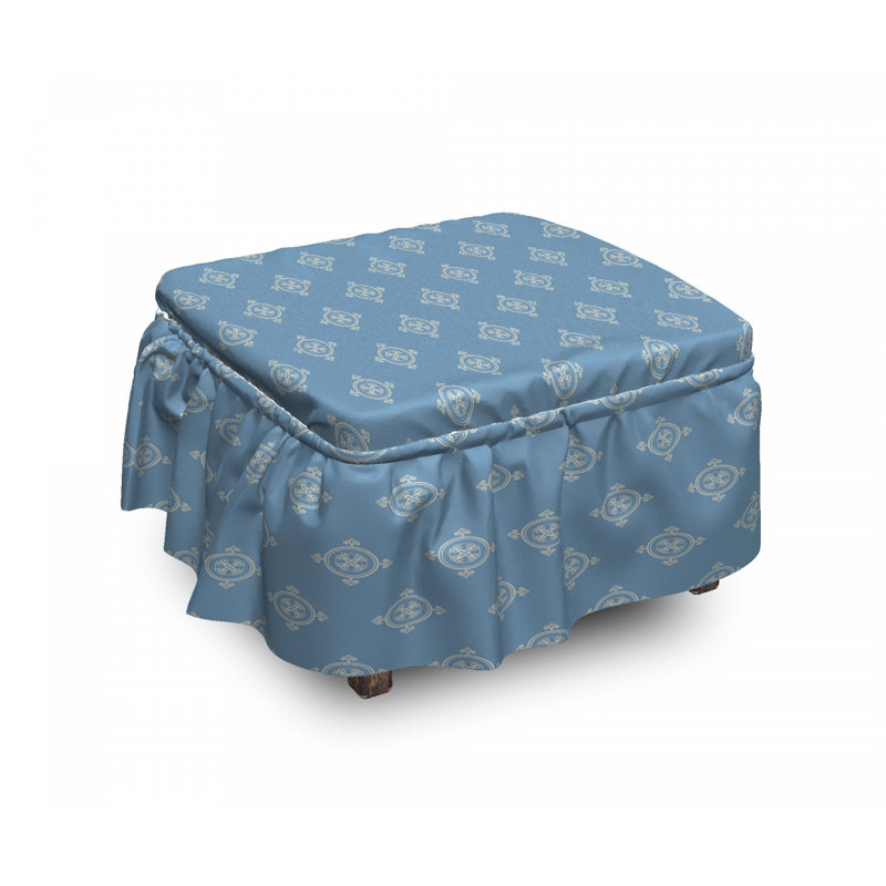 Ensemble de housse pour repose-pieds à coussins carrés 2 pièces geometric médiéval