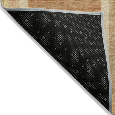 3' X 5' Terra Cotta Abstract Washable Indoor Outdoor Area Rug