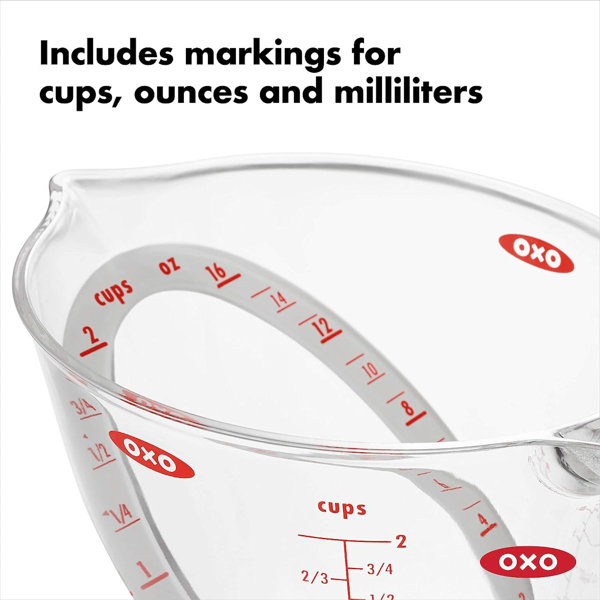 OXO Good Grips Kitchen 2 Cup Angled Measuring Cup with Non Slip Handle  Clear