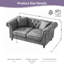 66" Chesterfield Tech Fabric Loveseat Sofa 2-Seater Mid-Century Modern Couch with Rolled Arms, High-Tech Leathaire Upholstery & Solid Pine Frame for Living Room, Office or Apartment-1129408653-1120011434