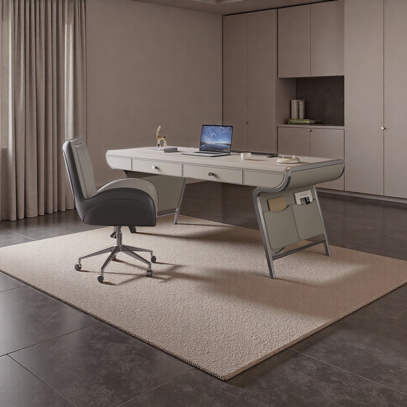 Bureau avec poches latérales et tiroirs doubles, Gris, H 29,52 po x l 70,86 po x P 27,55 po