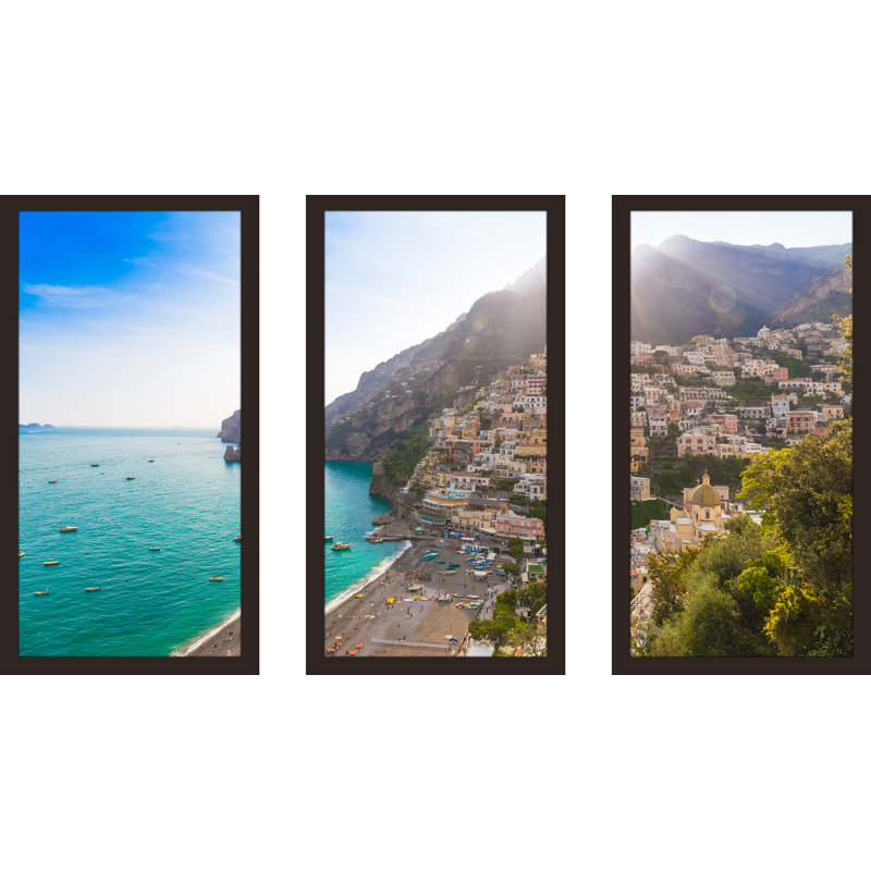 Positano, Italie - ensemble de 3 reproductions de photos sur acrylique, H 25,5 po x l 40,5 po x P 1 po
