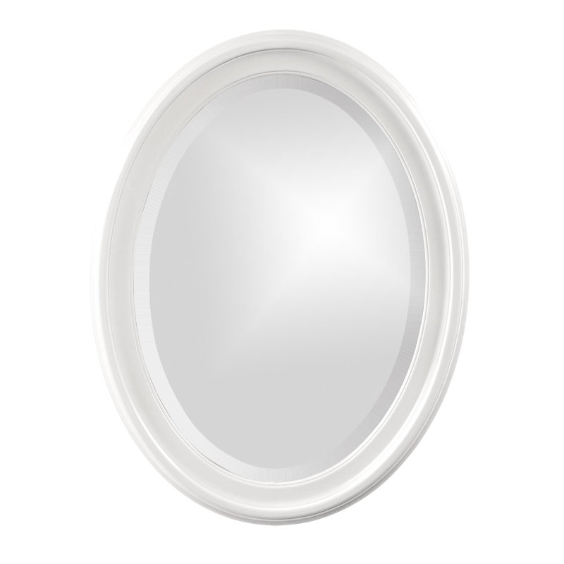Borna Solid Wood Oval Mirror, White