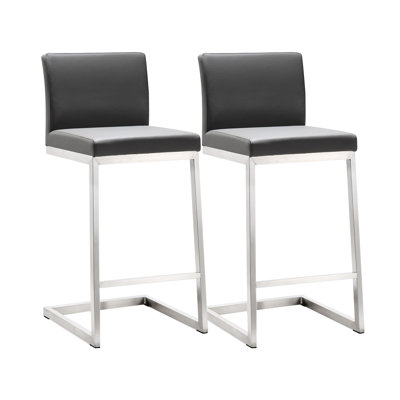 Upholstered Counter Stool with Metal Frame