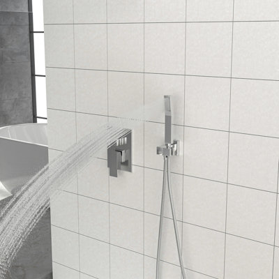 Square Dual Shower - , With -Balanced Valve And Handheld For Enjoyable Experience Stainless Steel Finish, Featuring Rainfall Options
