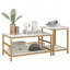 Ensemble de 2 tables basses - faux marbre avec cadre doré