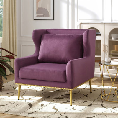 Fauteuil d'appoint moderne avec accoudoirs incurvés, mousse haute densité et revêtement en velours pour une assise confortable dans les salons et les chambres