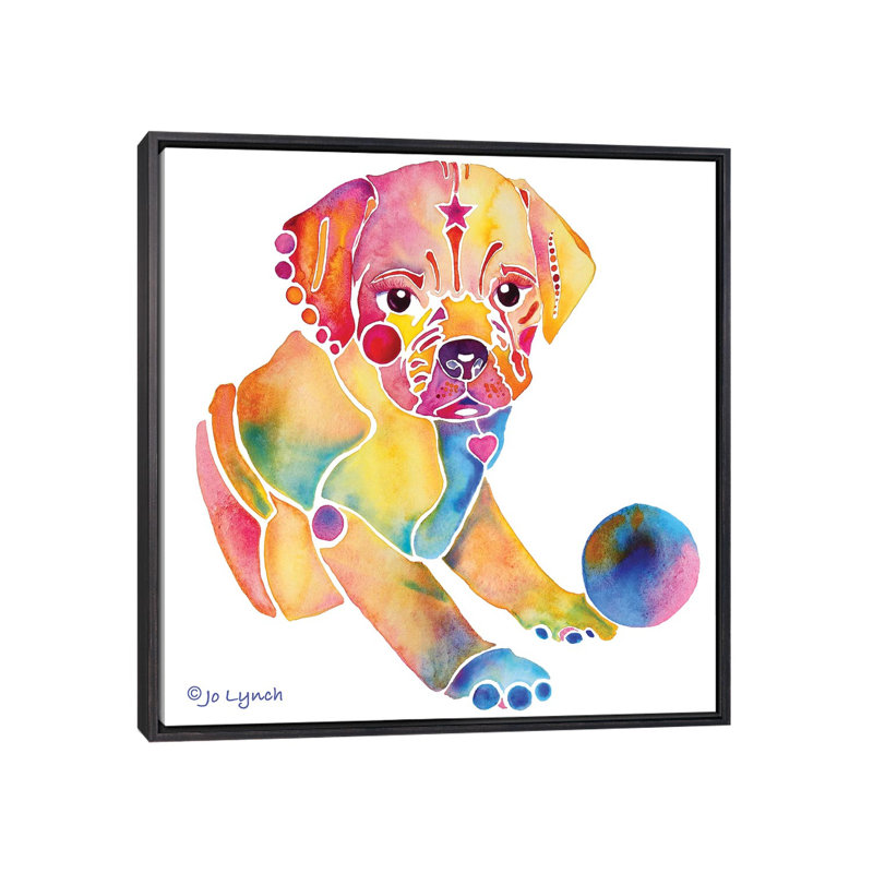 Hippopotame de Jo Lynch - impression d'art graphique, H 26 po x l 26 po x P 1,5 po, Toile avec cadre noir patiné