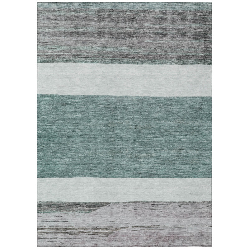 Tapis d'extérieur lavable abstrait bleu sarcelle 3 pi x 5 pi bleu sarcelle et gris