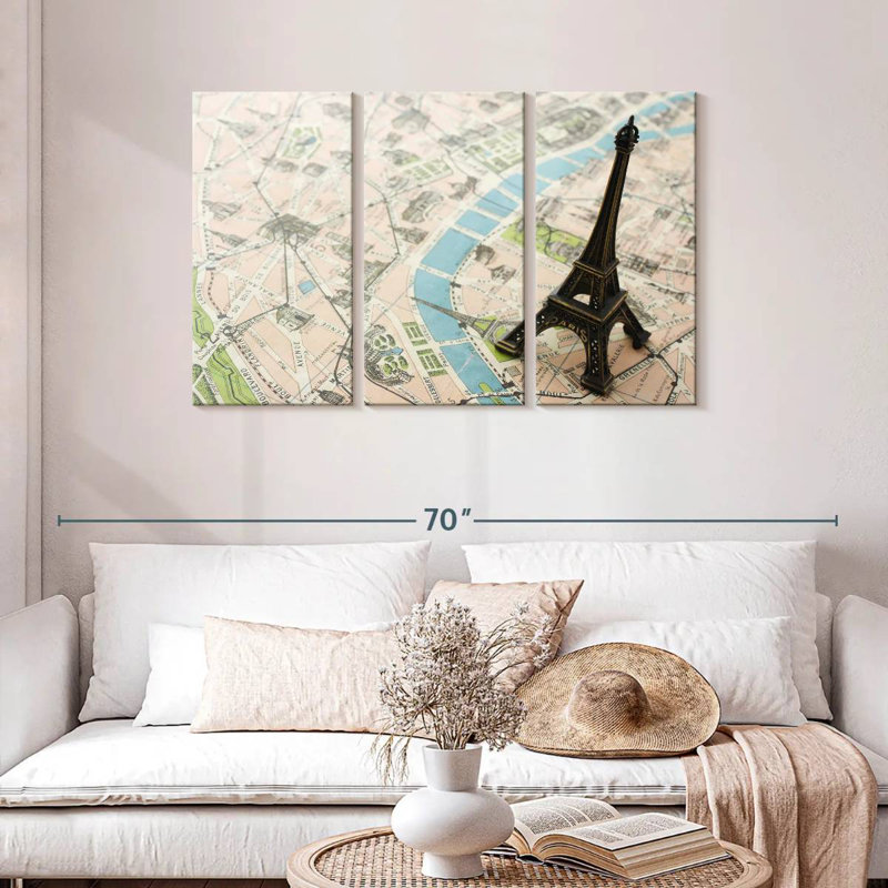 Aliaz Eiffel Tower Paris Map, 28" H x 45" W