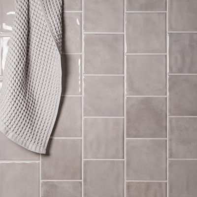 Safi 6"x6" Dove Grey Gloss Glazed Ceramic Wall Tile