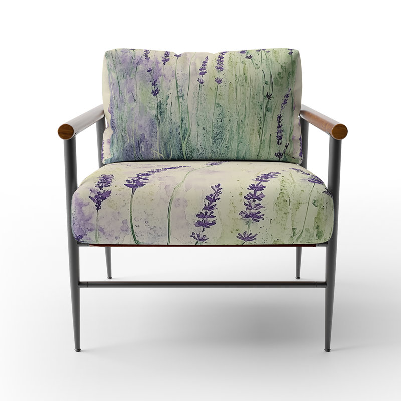 Chaise d'appoint Lavender - Chaise avec accoudoirs Lavender Meadow Drift I, Brown Round Arms