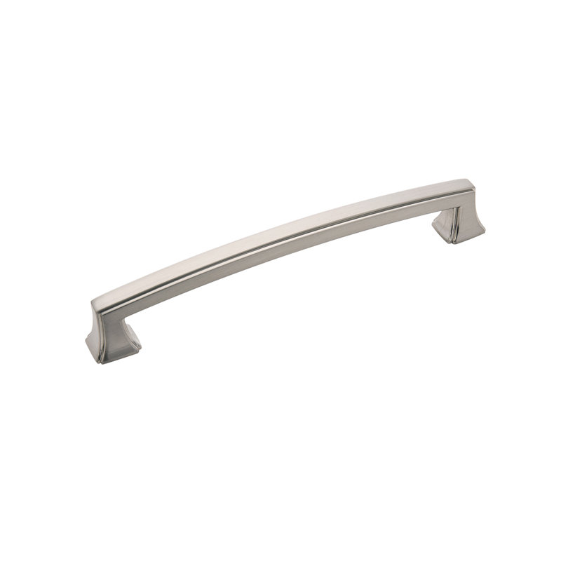 Bridges Collection Handle Pull - 6-5/16" Center to Center Cabinet Pull Satin Nickel - Transitional, Deco Hardware for Drawers & Cabinets
