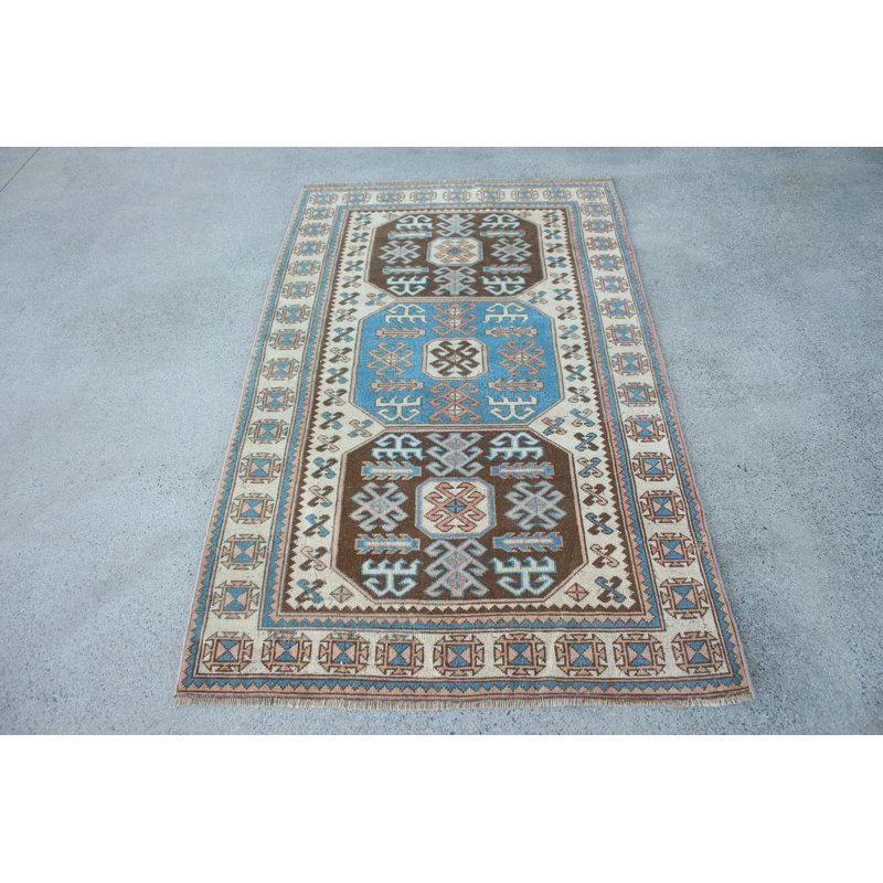 Tapis décoratif vintage turc Anatolian en beige pour le salon ou le dortoir