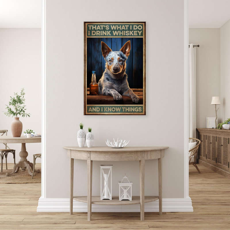 " Dog I Drink Whiskey - 1 Piece Rectangle Graphic Art Print On Wrapped Canvas ", L 11 po x H 14 po