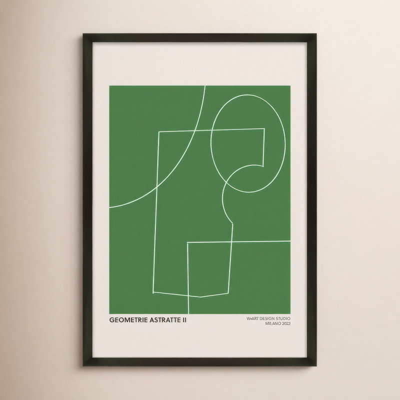 Geometric Abstraction In Green Print by Romina Gadler, Black, 20" H x 14" W x 1.25" D