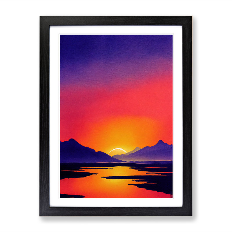 Mountain Sunset - Single Picture Frame Print, 64cm H x 46cm W x 2cm D, Black