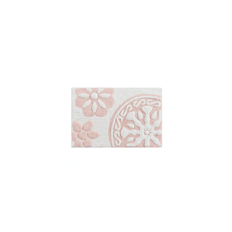 Medallion Cotton Tufted Bath Rug, Pink