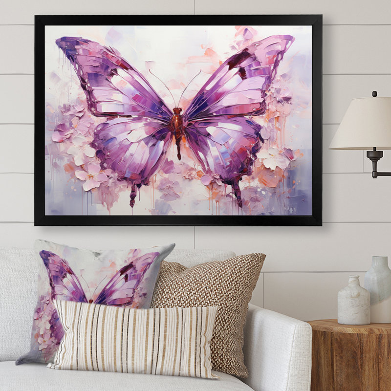 «Purple Animal Amethyst Butterfly Delicate - Butterfly», reproduction sur toile encadrée, H 16 po x l 32 po x P 1 po