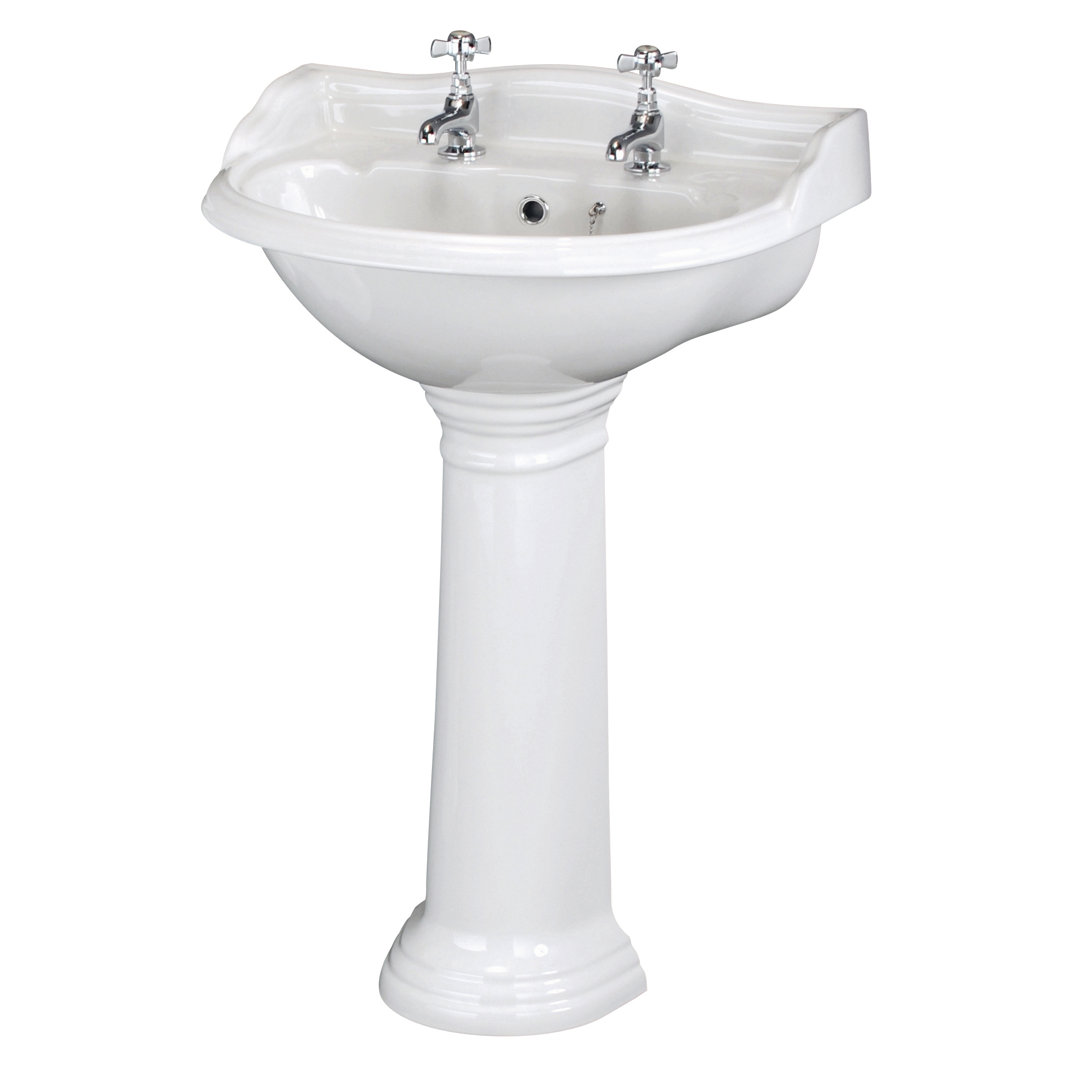 Nuie Chancery 600mm L x 4950mm W White Ceramic Circular Sink with Overflow