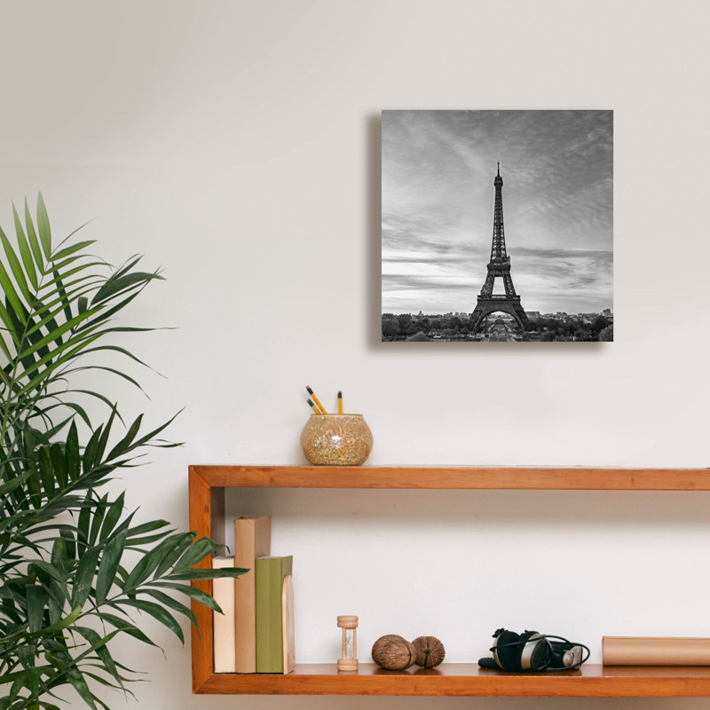 «Paris - Eiffel Tower - Black & White», art mural sur toile, 37 po x 37 po, H 12 po x l 12 po x P 0,75 po