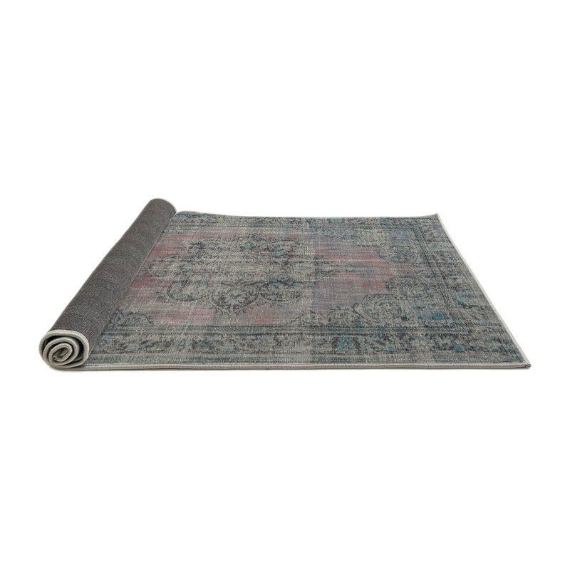Tapis gris en laine, Rond 7 pi