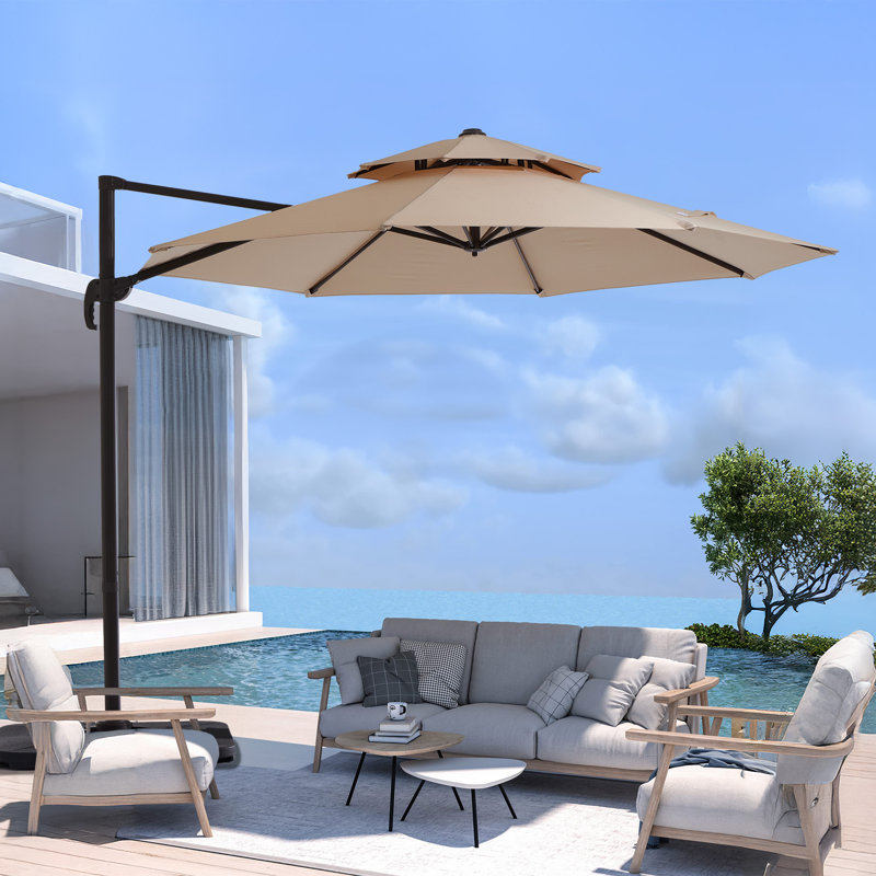 Parasol en porte-à-faux Pulk, Beige, L 120 po x P 120 po