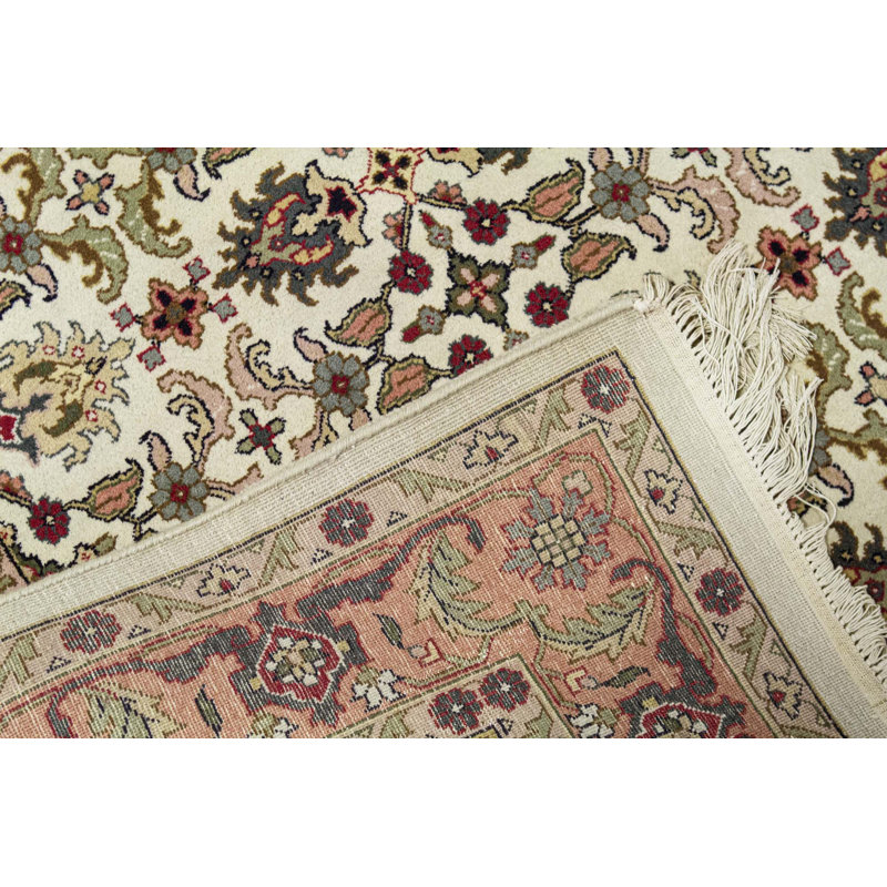 Hand-Knotted High-Quality Ivory and Rose Area Rug
