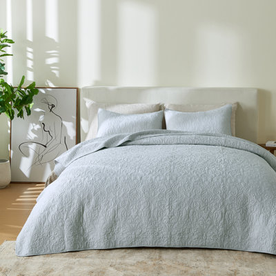 100% Cotton Quilt Set with Boho Stitched Detail
