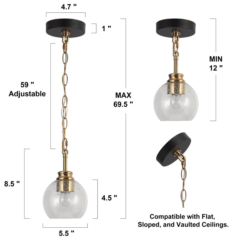  Luminaire suspendu pour îlot de cuisine à 1 lumière Mariello