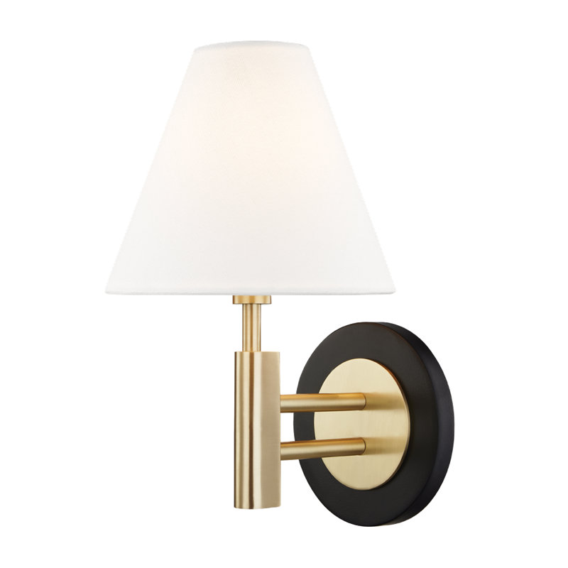 Robbie Steel Candle Wall Light, Aged Brass/Black