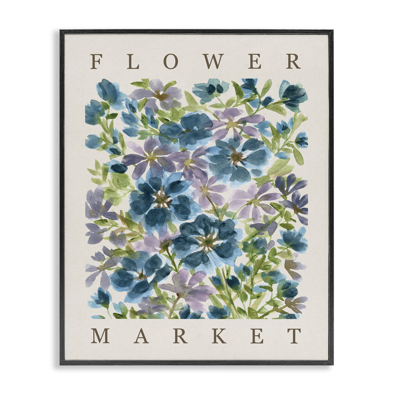 «Flower Market Blue Blooms», art de la giclée encadrée, design par Yvette St. Amant, 14" H x 11" W