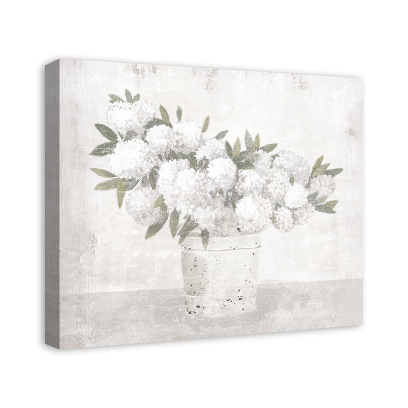 Impression sur toile d'hortensias blancs, H 20 po x l 24 po x P 1,25 po