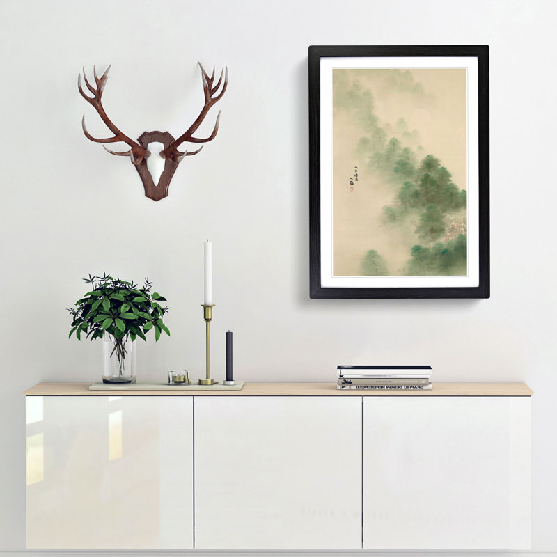 Mountain Village After a Storm by Yokoyama Taikan - Picture Frame Painting Print, 36cm H x 27cm W x 2cm D, Black Framed