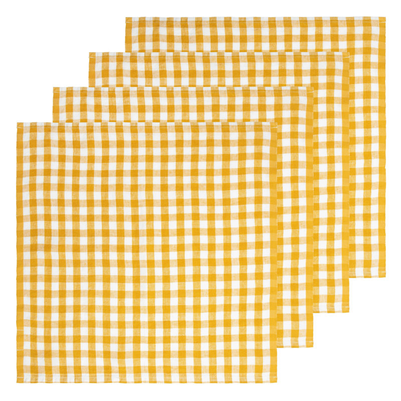 Alessandro Linen Square Napkins, Mustard