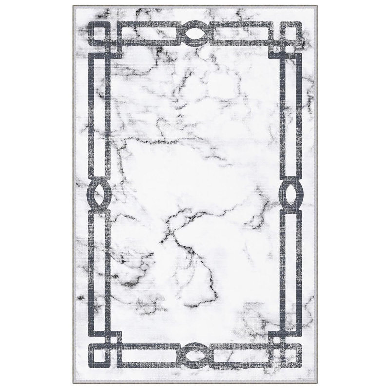 Tapis tissé de qualité supérieure, 100% polyester, 4,6 x 7,2 pi | Pois antibactérien antidérapant en PVC | Impression numérique 3D, lavable à la machine, hauteur des poils: 0,3 po | Idéal pour le salon, la chambre à coucher et les espaces repas