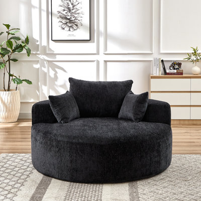 55 po lit simple en chenille douce, rembourré de mousse, fauteuil moelleux pour le salon, aucun assemblage requis, conception d'oreiller
