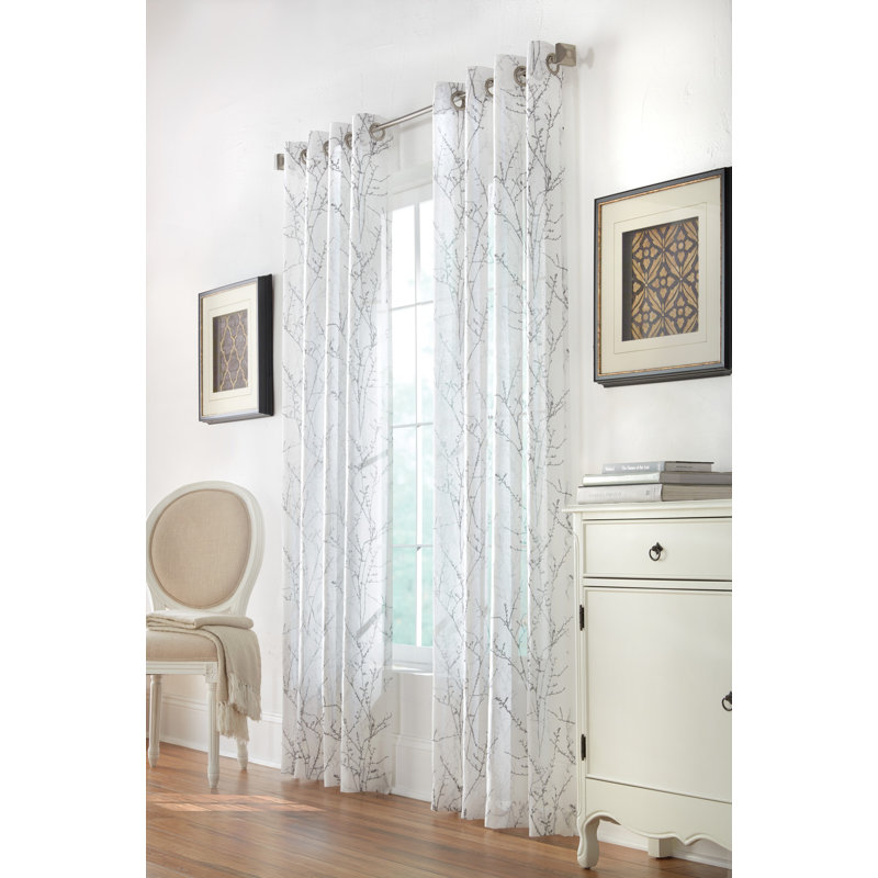 Jedidja Sheer Curtain Single Panel, 52'' W x 108'' L, White