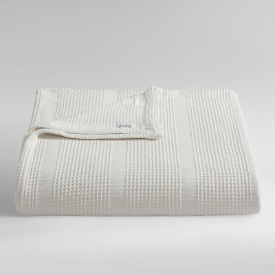 Calvin Klein Waffle Stripe Cotton Reversible Blanket