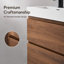 Ensemble de meuble-lavabo 24 po avec lavabo sous comptoir, 2 tiroirs à fermeture en douceur, meuble-lavabo en bois d'ingénierie à finition brune pour petite salle de bain